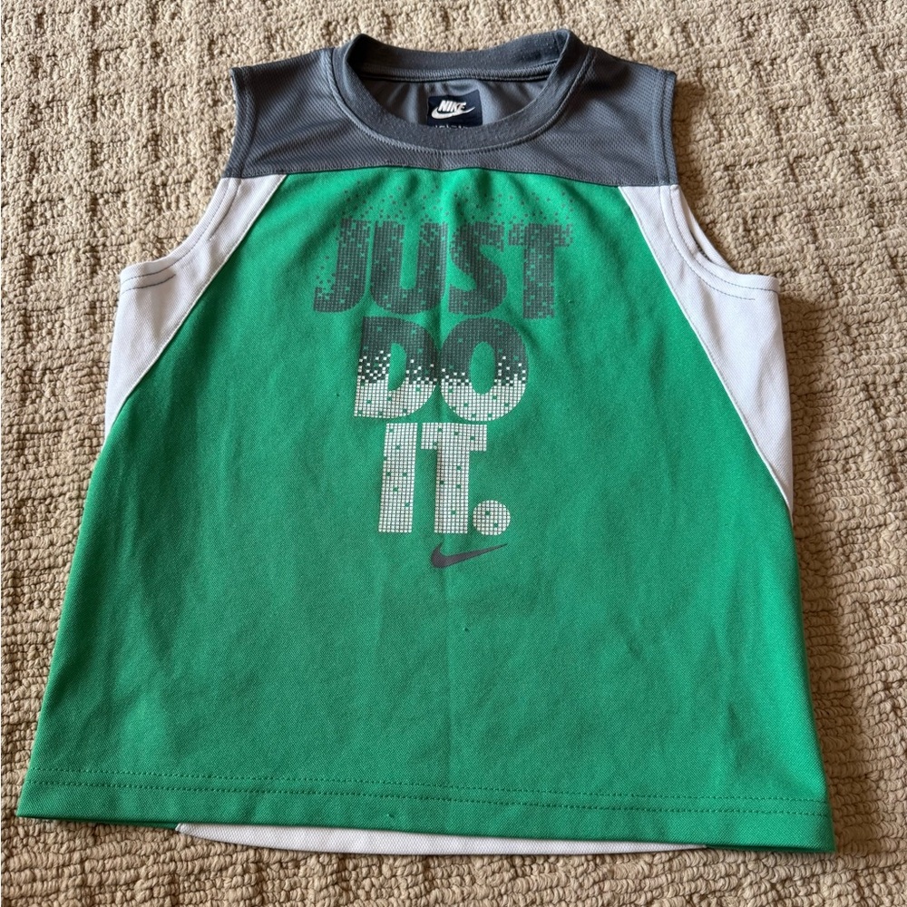 Nike muscle shirt, green and white “Just do it.” size 7